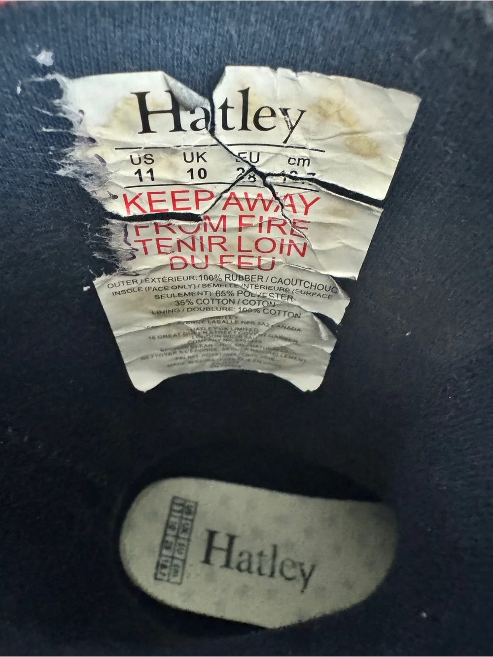 Hatley Red Rain Boots with Blue, White & Black T-Rex Dinosaur Print, size 11